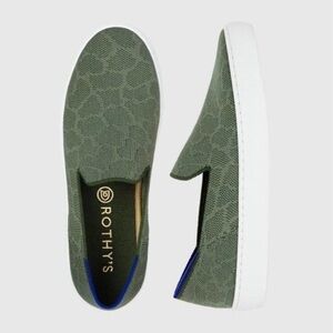 Rothy’s Olive Green Animal Print Pattern Slip-On Sneakers 7
